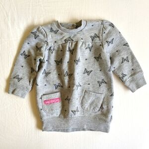M.I.D. butterfly print heather gray sweatshirt dress tunic 6 months